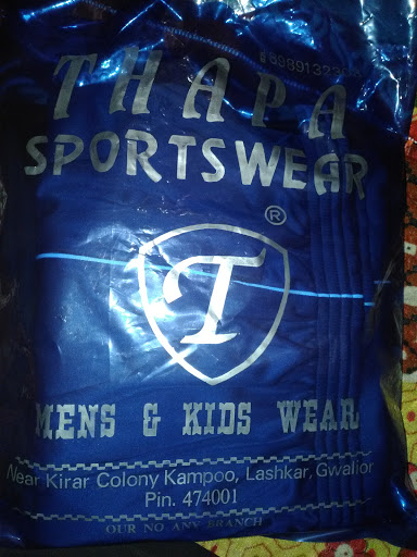 Thapa Sports Wear, Gwalior, Kirar Colony, Lashkar, Gwalior, Madhya Pradesh 474001, India, Sporting_Goods_Shop, state MP