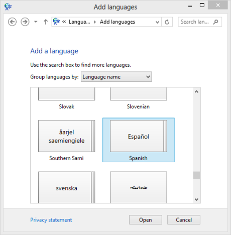 Windows 8 - ภาษาที่แสดง