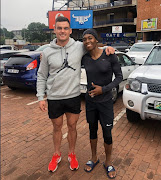 Bulls centre Jesse Kriel and Women's Olympic champion Caster Semenya at Loftus.