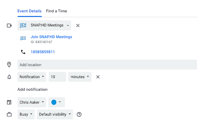 Screenshot of SNAP.HD Meetings