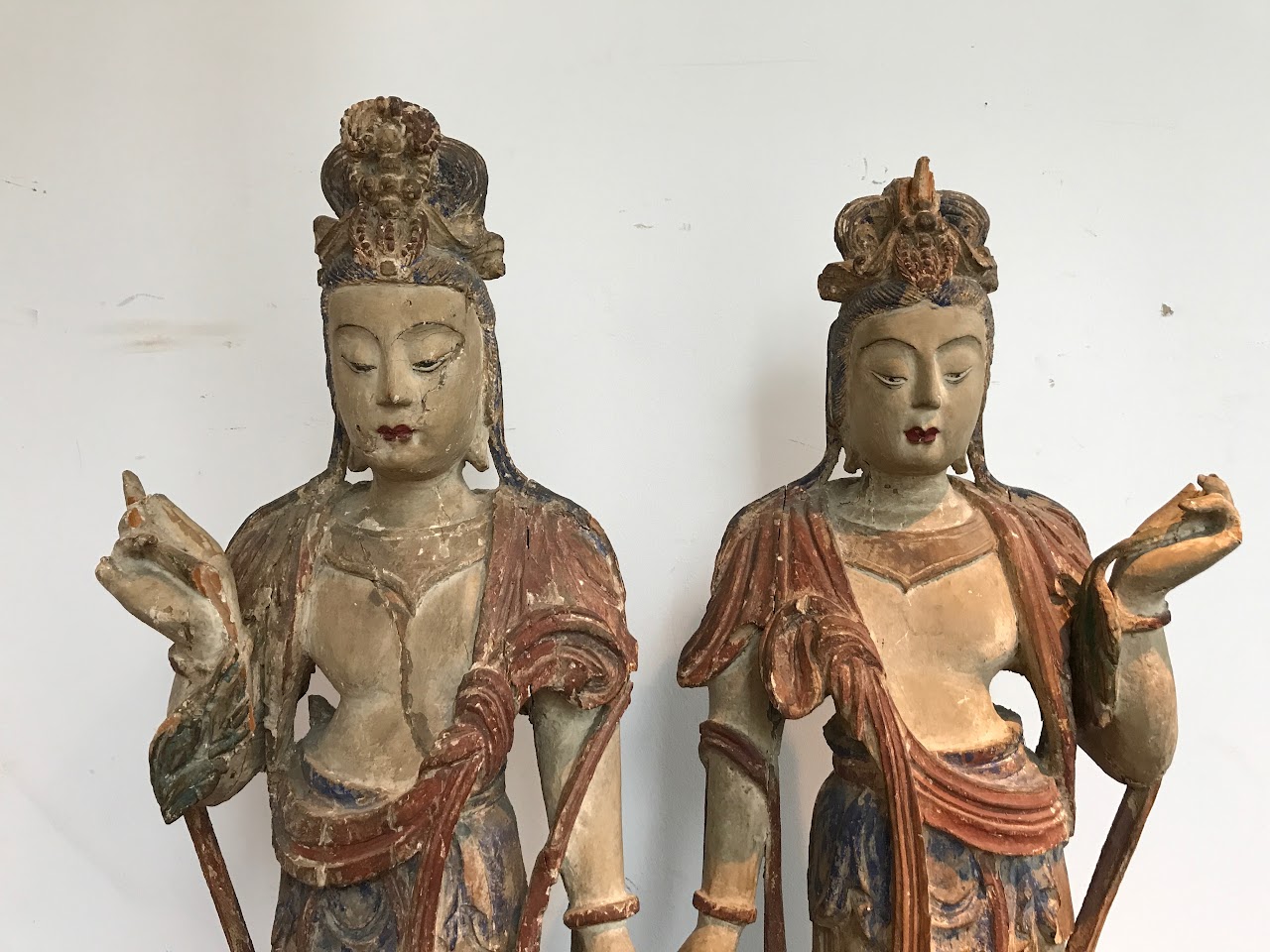 Chinese Carved Buddha Statue Pair