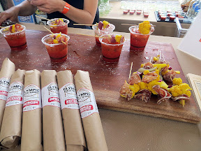 Portland Monthly's Country Brunch 2013, Bloody Mary Smackdown, Olympic Provisions provided by Jess Hereth an Olympic Mary with House Mary mix, vodka, and a pickles and of course their excellent salami as part of the garnish