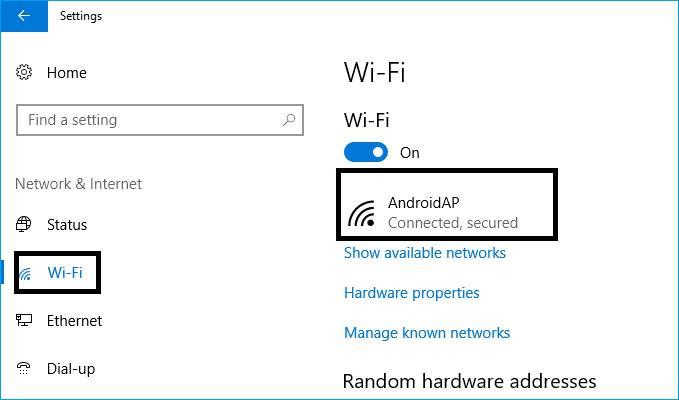 Sprawdź typ połączenia sieciowego (Ethernet, Wi-Fi, Dial-up)