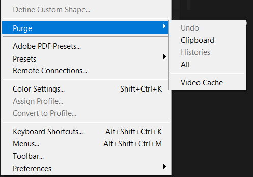 Очистить кеш в фотошопе