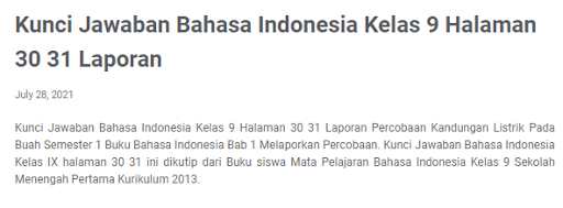 √ KUNCI JAWABAN bahasa indonesia kelas 9 Halaman 30 31 Laporan - Ilmu