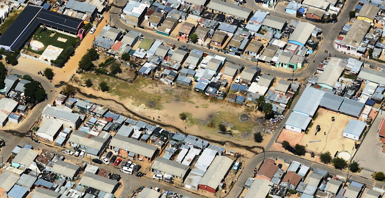 An aerial view of the Wallacedene park and its play equipment before Wednesday's land invasion.