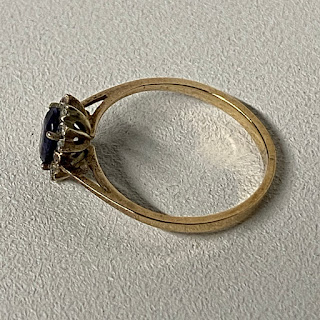 14K Gold, Diamond, and Sapphire Ring