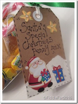 Santa Tag using Sticker. Santa Treat Bag Tag