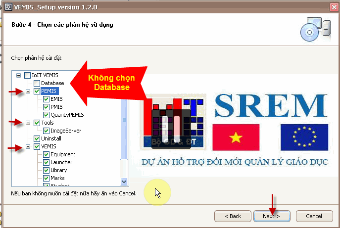 Phần 3: Cài đặt V.EMIS 1.2.0 và nâng cấp 1.2.1 cho máy cài phân hệ