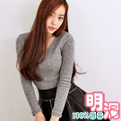 100%明洞 簡約百搭直紋毛織圓領上衣 (共二色)