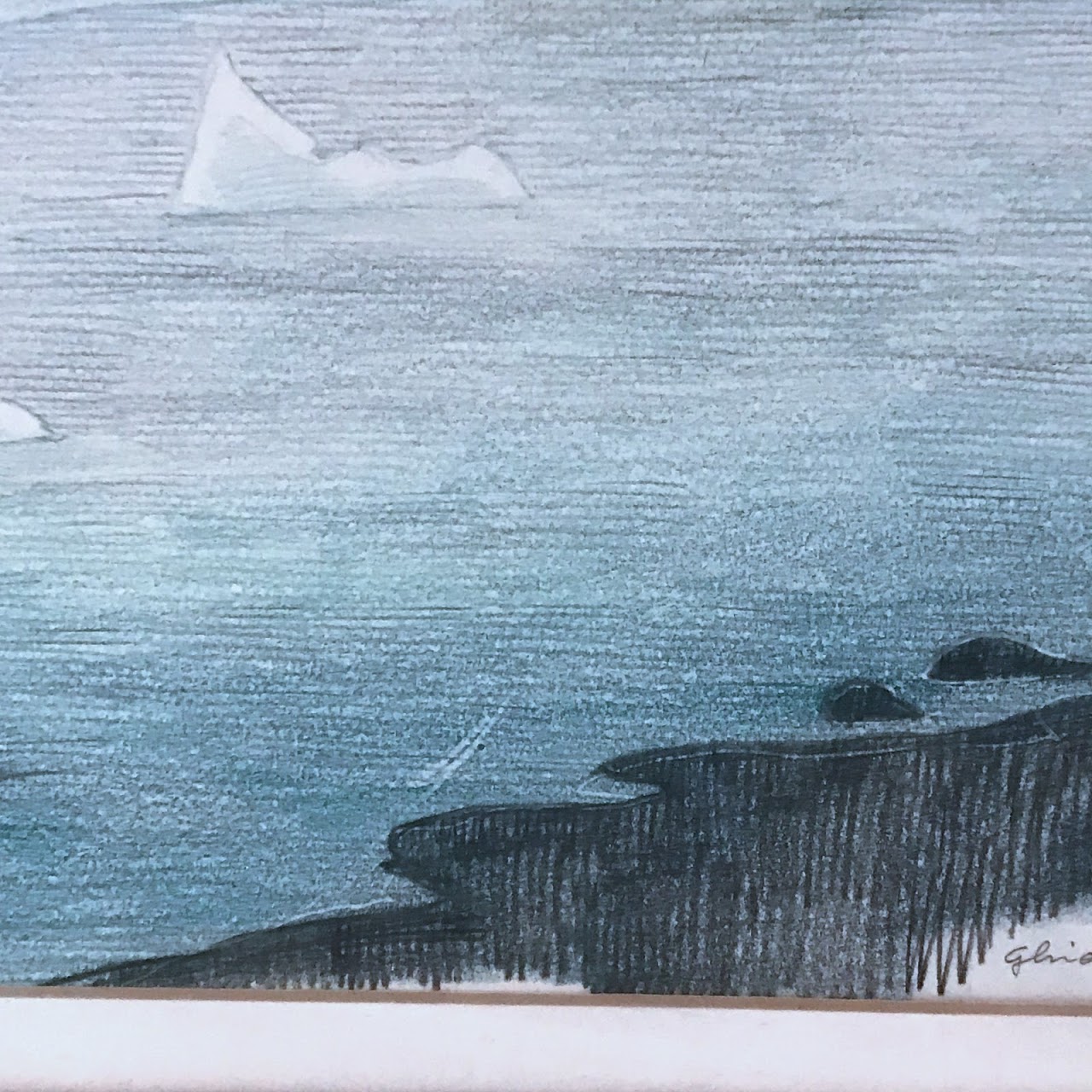 Signed Alaskan Landscape Drawing