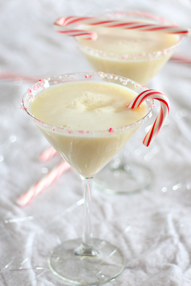 Creamy Dairy-Free Candy Cane Cocktail from dontmissdairy.com