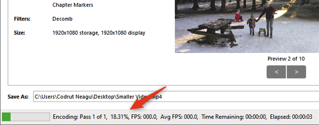 รอให้ Handbrake เข้ารหัสไฟล์วิดีโอ