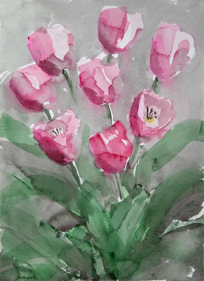 Annette Ragone Hall: Pale Pink Tulips