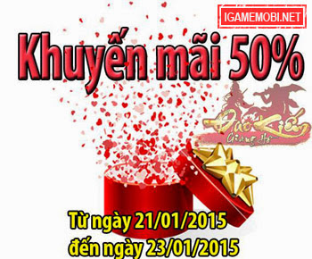 Đao Kiếm Giang Hồ khuyến mãi 50% thẻ nạp 21/01 - 23/01