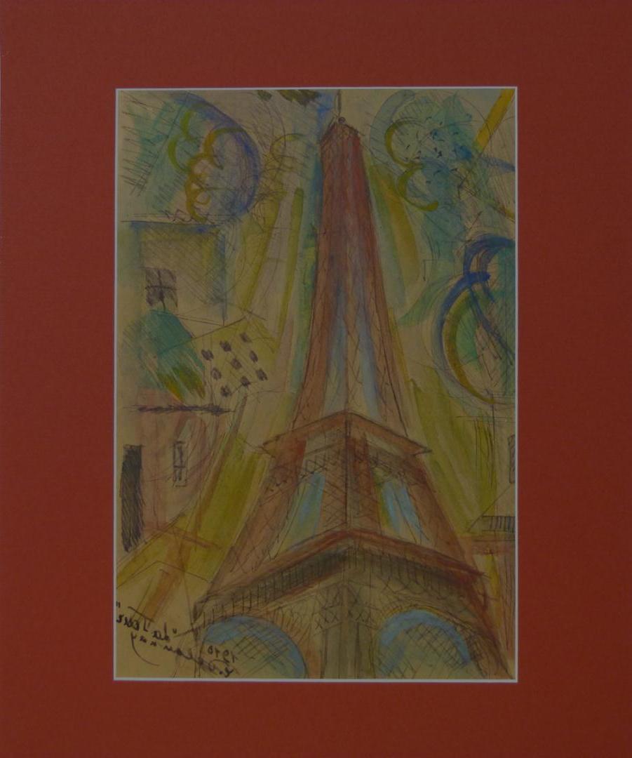 Depicts the Eiffel Tower with