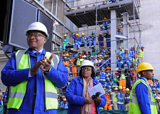 President Jacob Zuma claps hands after initiating the Hydrostatic Boiler Pressure Test in Medupi Powerstation, Lephalale. South Africa. 08/06/2012.