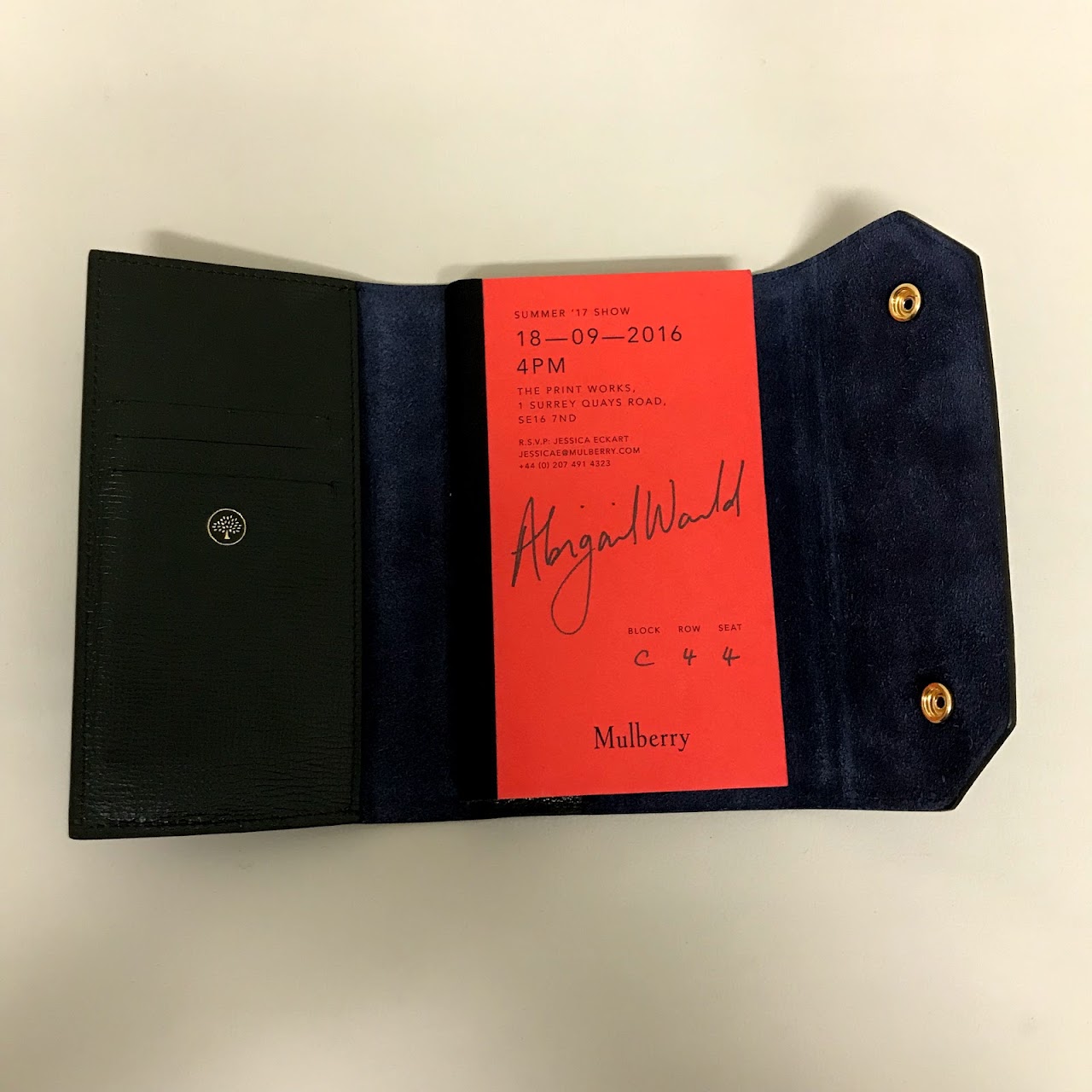 Mulberry Summer '17 Show Ticket and Notepad Case