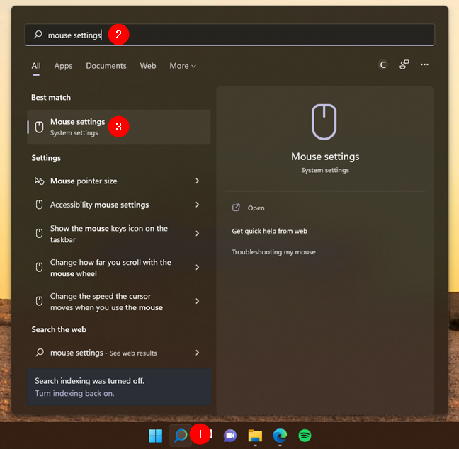 Toegang tot de muisinstellingen in Windows 11