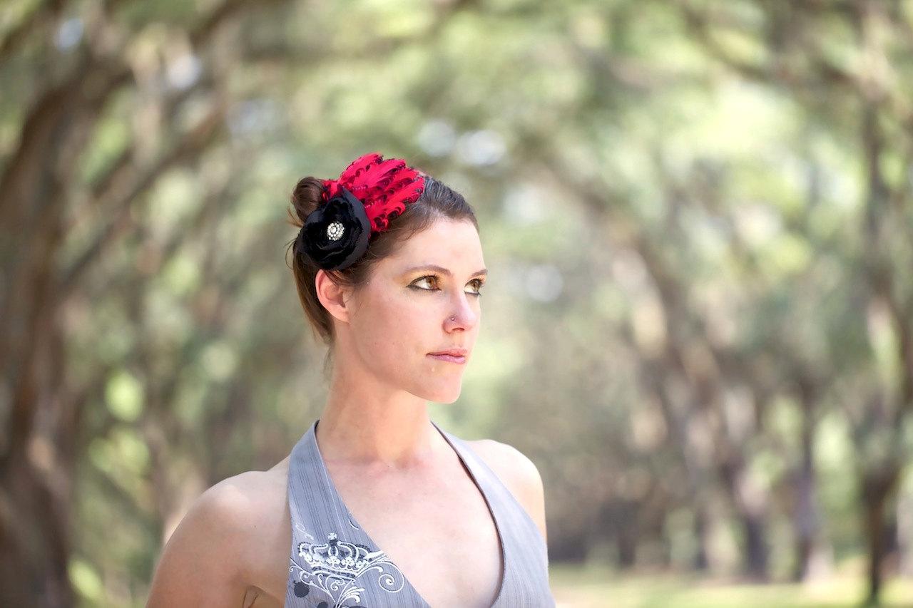 Red Feather Fascinator with