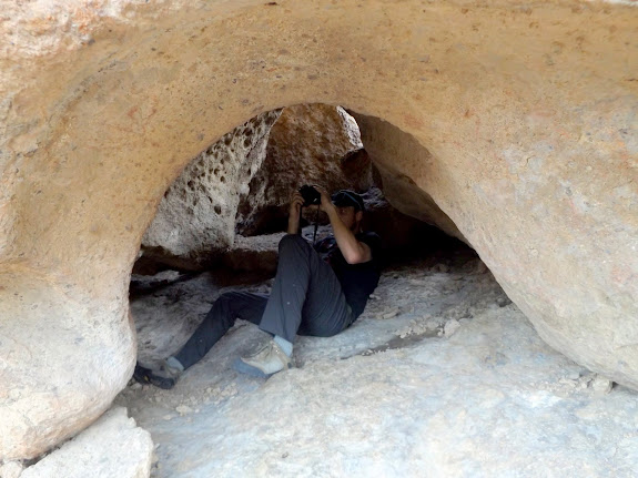 Chris photographing Counsel Rocks pictographs