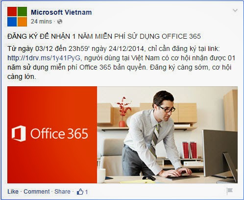 Mời mọi người dùng miễn phí 1 năm OFFICE 365 - 55649