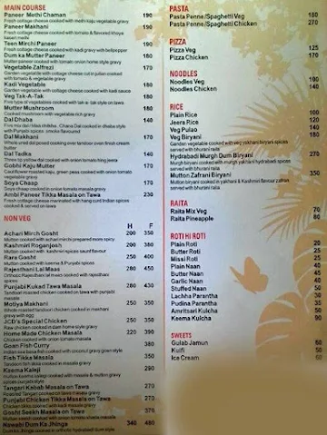 JCD's cafe, Sec-82A menu 