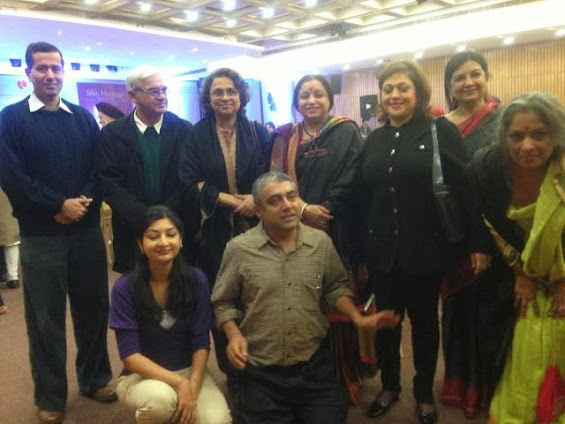 Madhu, foreground, holds the centre stage as friends pose at the Delhi launch of Sikh Heritage: Ethos and Relics. 