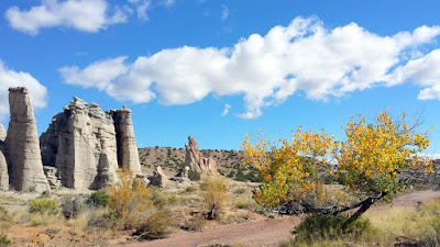 Plaza Blanca is 1 hour away from Santa Fe. Plaza Blanca, known also as the White Place, is a magical area located near Abiquiu, NM that inspired Georgia O'Keeffe. The limestone rock formations rise to 500 feet in certain locations