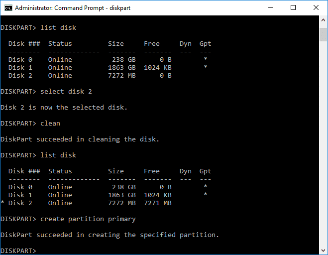 Cómo limpiar el disco usando Diskpart Clean Command en Windows 10