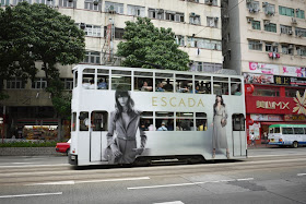 Tram in Hong Kong with Escada advertising