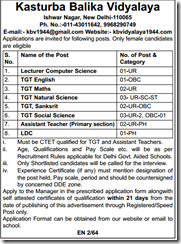 Kasturba Balika Vidyalaya Notification 2018 www.indgovtjobs.in