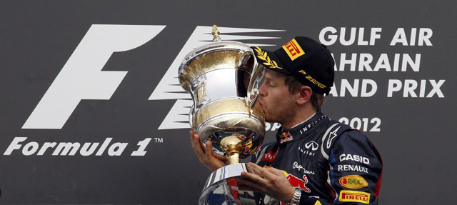 Sebastian Vettel podium podio Bahrein 2012