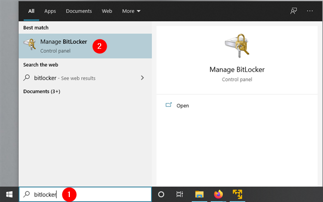 Windows 10에서 BitLocker 열기