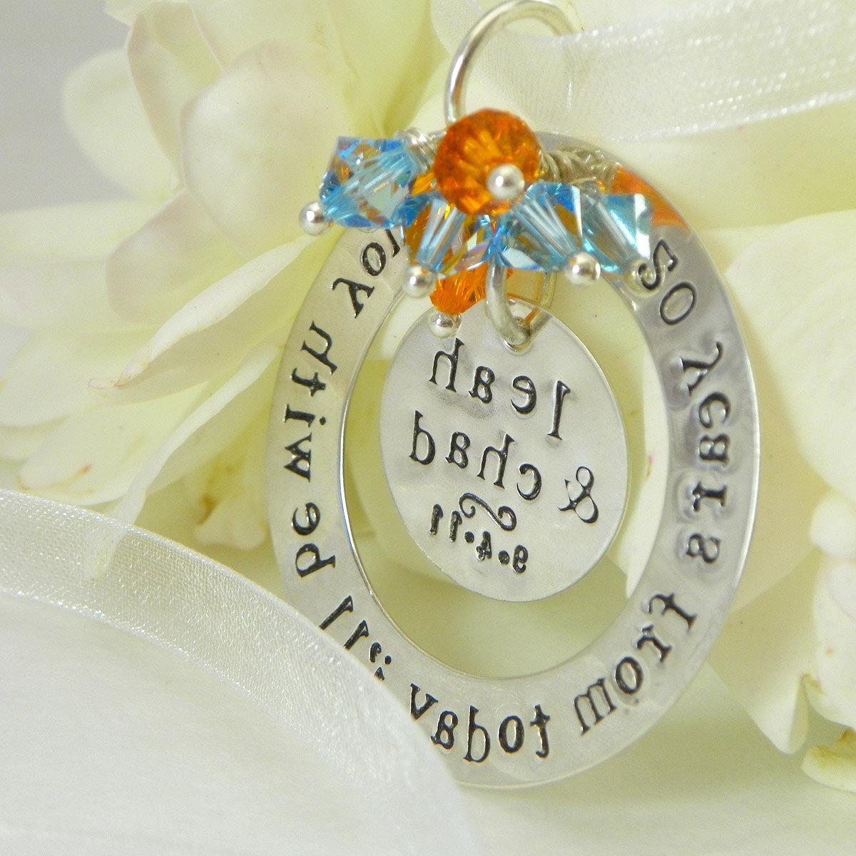 Personalized Wedding Bouquet Charm - hand stamped in sterling silver