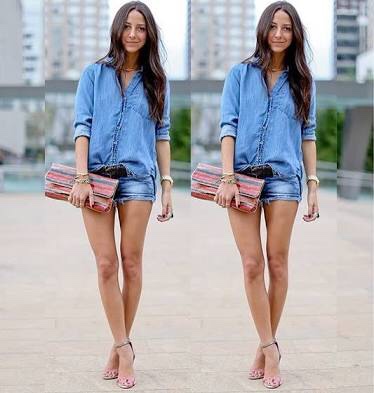 short e camisa jeans