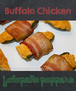 Buffalo Chicken Dip Jalapeno Poppers Wrapped in Bacon on Diane's Vintage Zest!
