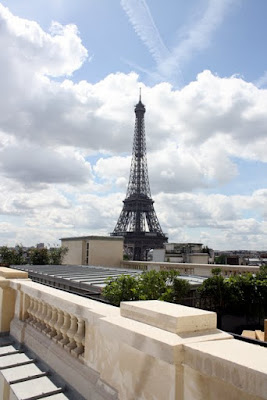 Eiffel Tower as seen from the Shangri-La hotel in Paris France