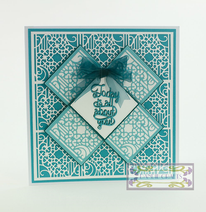 Patchwork Perfection Blue and Cream lattice Card Sep 15