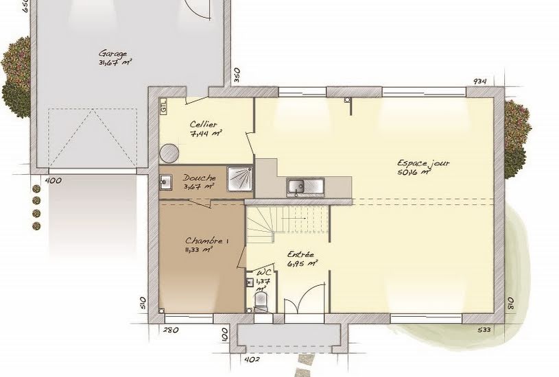  Vente Terrain + Maison - Terrain : 1 600m² - Maison : 160m² à Beauvoir-en-Lyons (76220) 