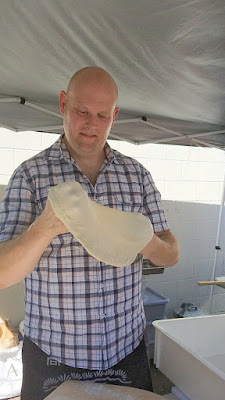 After 10 years of perfecting, the homemade sourdough pizza dough of Paul Willenberg finally made it's public debut for a Seafood Pizza Sunday at Teutonic Winery on July 24th.