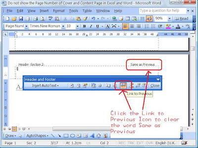 do not show the page number of cover page in excel and excel cover page