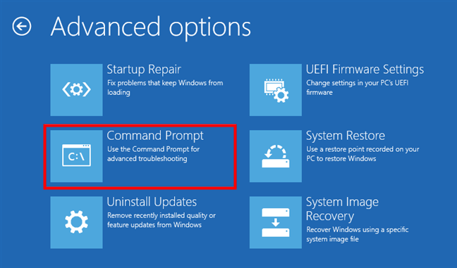 Apri il prompt dei comandi prima di avviare Windows