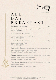 Sage Cafe menu 2