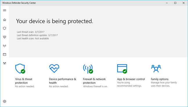 Centre de sécurité Windows Defender