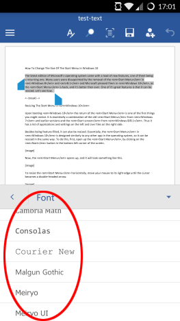 Android, Microsoft, Office, Word, tekst, lettertype, formaat, grootte, kleur, bewerken, opties
