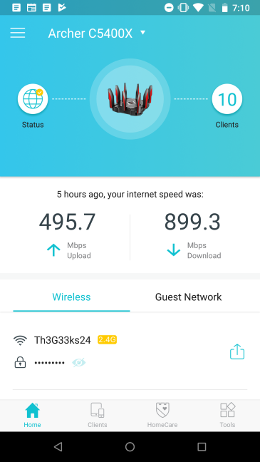 De TP-Link Tether-app voor de TP-Link Archer C5400X