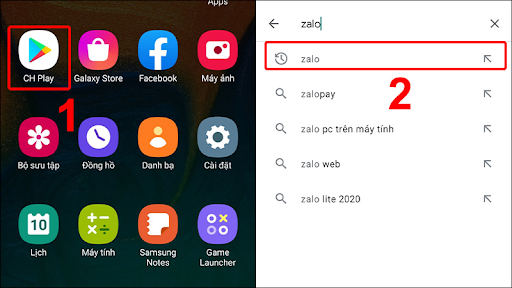 Vào CH Play và tìm ứng dụng Zalo