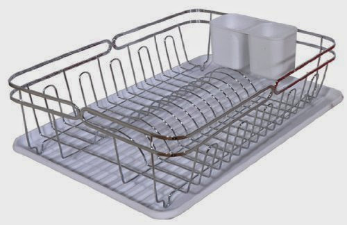  Chrome Dish Rack W / White Tray  &  Flatware Holder. (Item # 11-908 White)