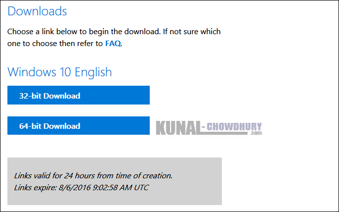 Windows 10 ISO Image download for Offline installation (www.kunal-chowdhury.com)